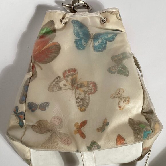 Vintage 90s Nordstrom BUTTERFLY Mesh & Leather Backpack, made in Italy - Picture 10 of 15